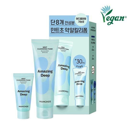 Mamonde Amazing Deep Mint Cleansing Foam 120ml Set (+30ml Gift)