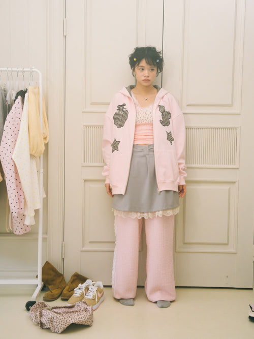 Keyring Check Patch Hoodie (Pink)