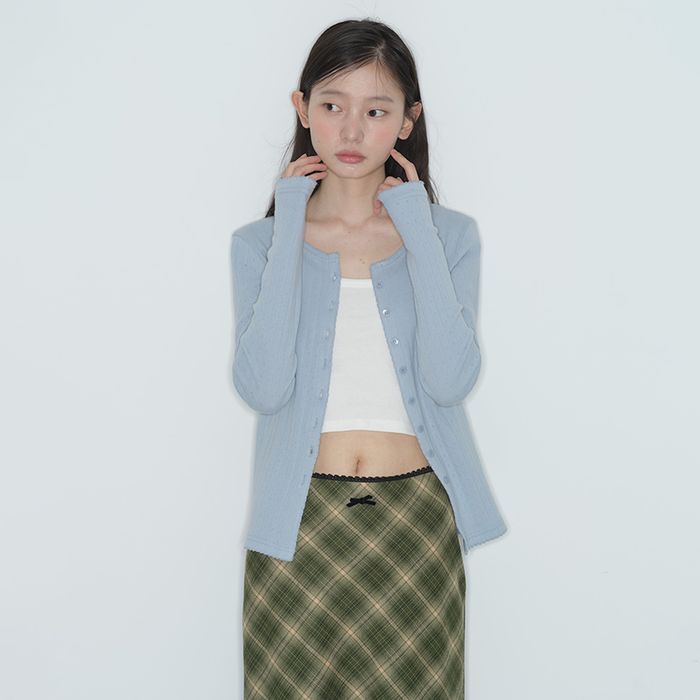 [2차 재입고][HBTxVICTORIA] Pin Point Cuff Cardigan (DUSTY SKY)
