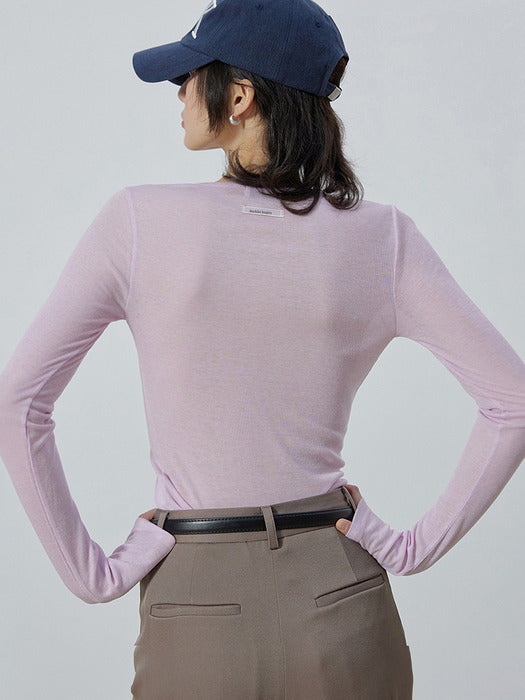 LAYERD SHEER TENCEL TOP LAVENDER PINK