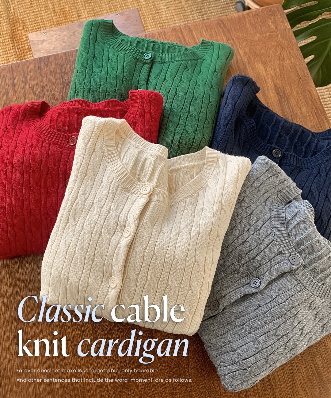 Myon Shop [Twisted Knitwear/5 colors] Lyrene Cable Knit Cardigan (44–66) (Twisted Cardigan-Red Cardigan-Red Cardigan-Basic Knit Cardigan-Interseasonal Outer-Spring Cardigan-Spring Knit Cardigan)