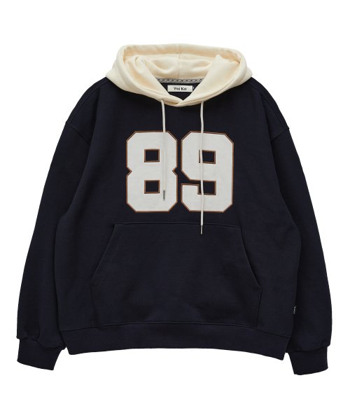 カラーブロック 89 ロゴ パーカー ネイビー