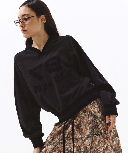 GARMENT LOGO TAPE APPLIQUE SWEATSHIRTS DARK CHARCOAL