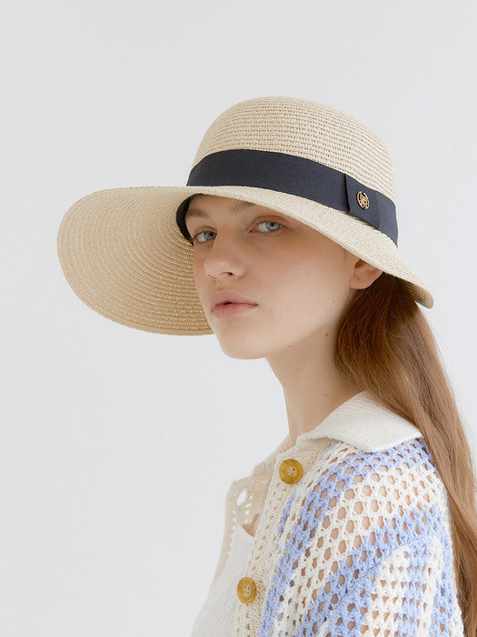 visor bell logo during raffia cap (C013_ivory)