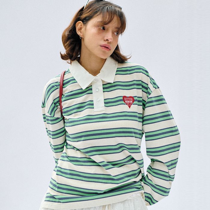 Union Stripe Collar Tee-Green
