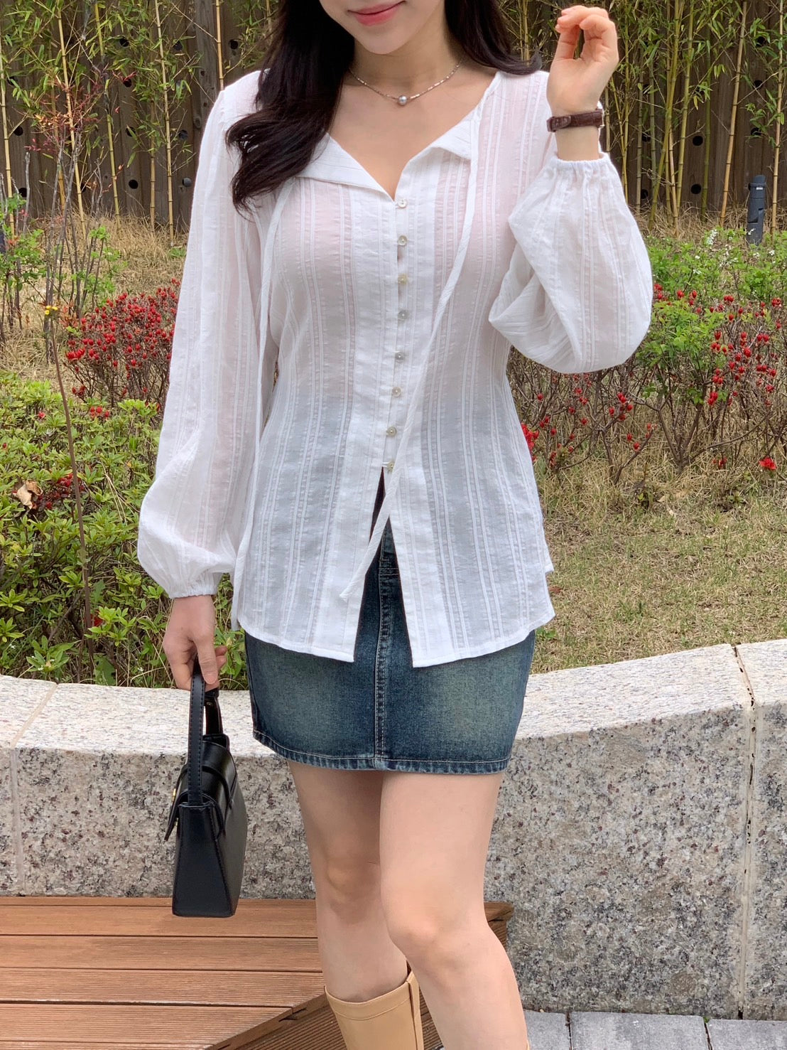 Minimal Mood [Spring/Summer available] Line Hash Blouse (3 colors)
