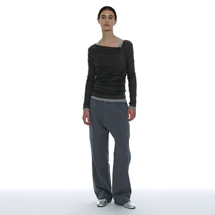 DOUBLE FACED PINTUCK DRAPE TOP (2 PACK)_CHARCOAL