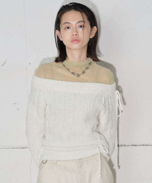 Off Shoulder Strap Knit [Ivory]