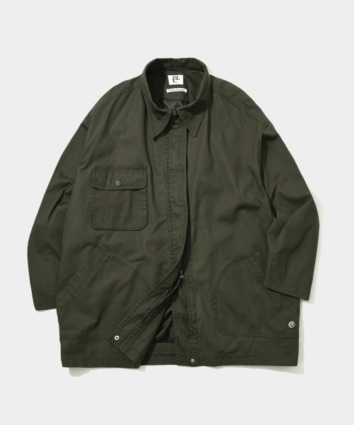 Workwear Oversized Pocket French Cotton Field Jacket Jumper [Khaki]