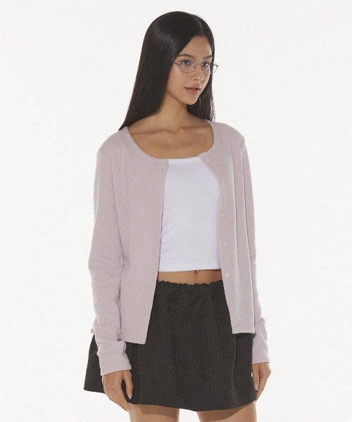 NORA CLASSIC U-NECK CARDIGAN - PINK