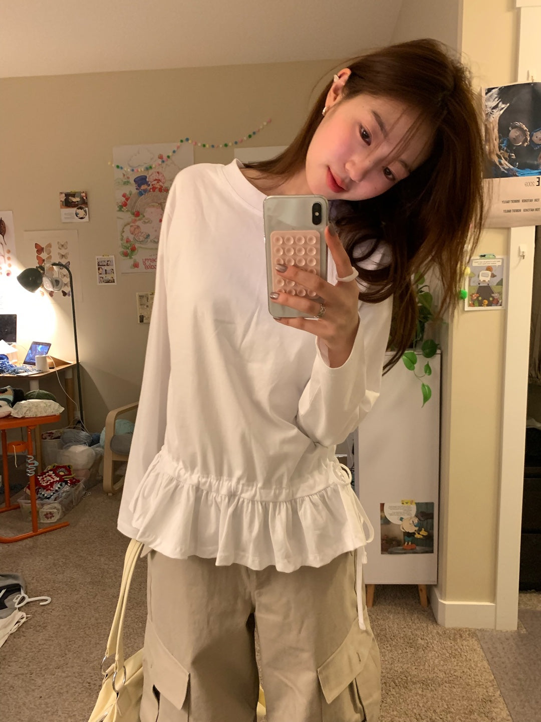 보우아카이브 shirring frill long sleeve