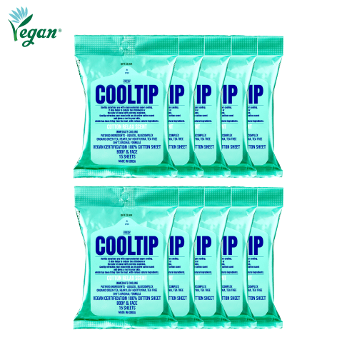Cool Tip FRESH Ice Cotton Sheet 10 Pack [Extreme Cooling + Perfume + Biodegradable/Vegan + Patented Ingredients]