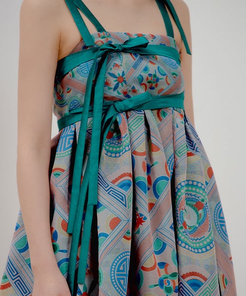 スイカフェニックス柄ワンピース