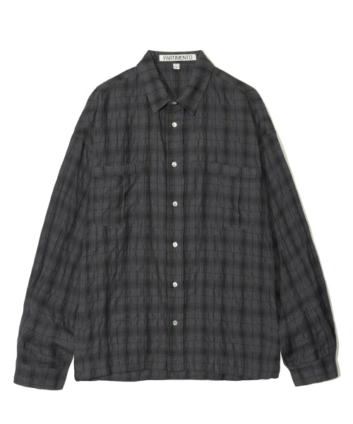 Wrinkle Check Boxy Oversized Shirt Dark Navy