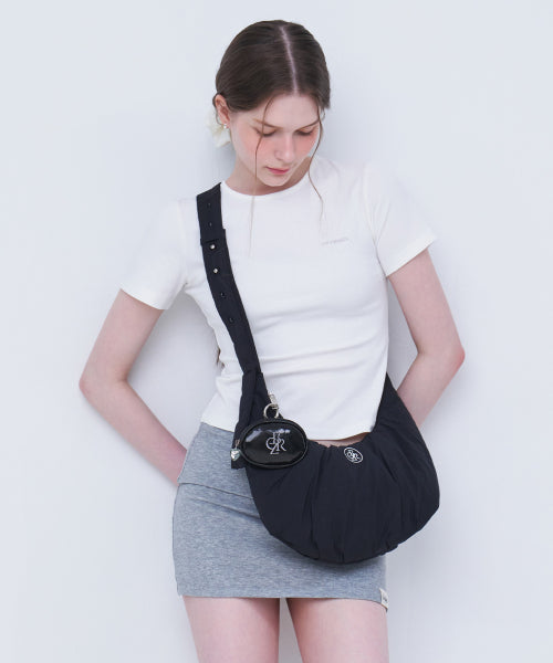 Circle Logo Padded Hobo Bag_BLACK