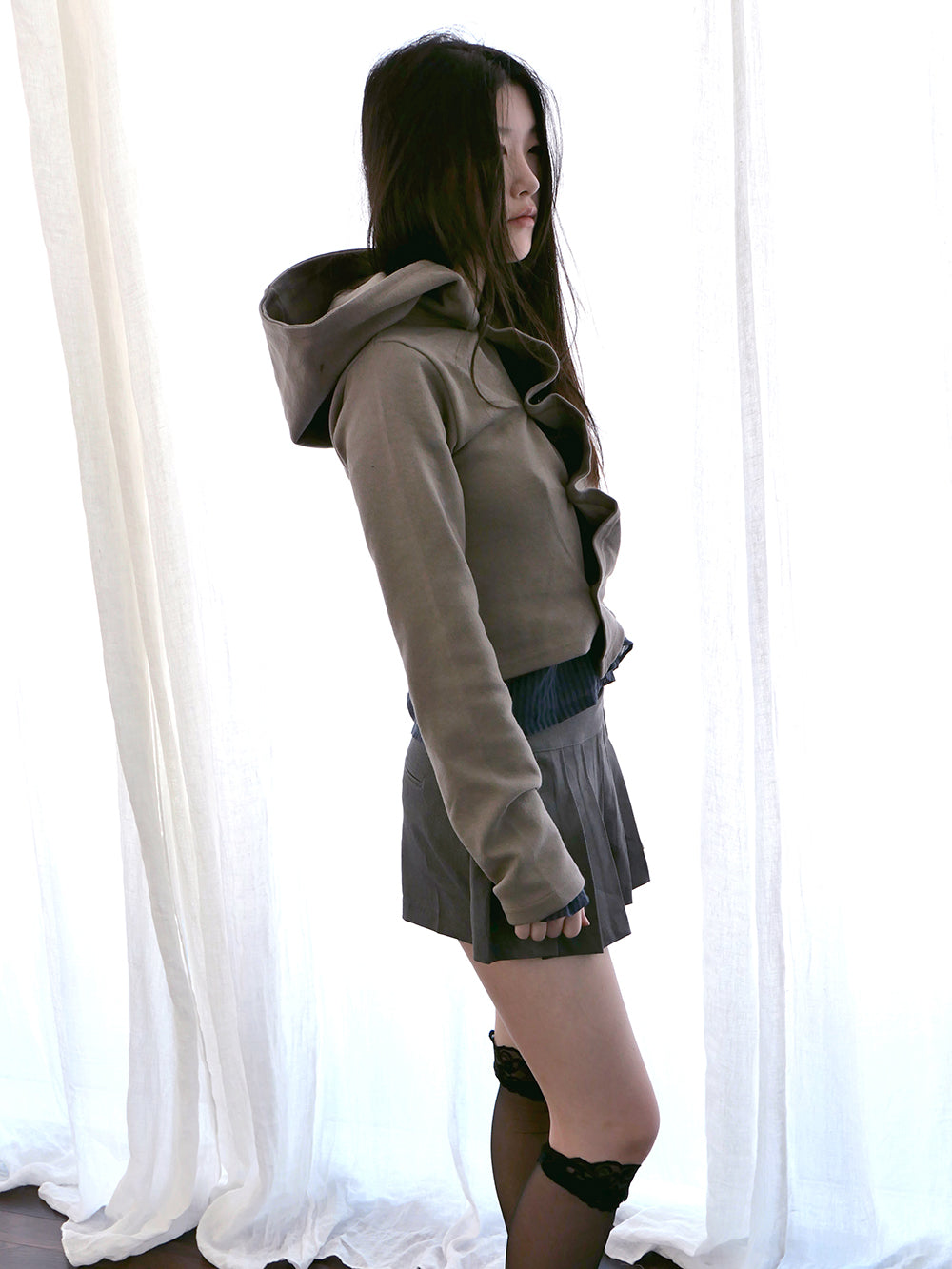 Baby wrap side ruffle hoody