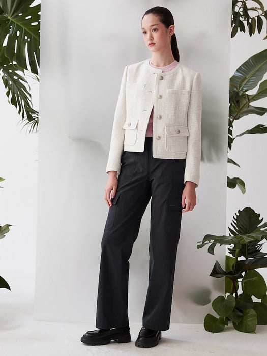Single Breasted Tweed Jacket White (KE3211M041)