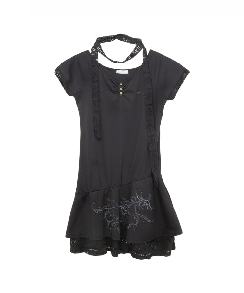 フェアリーヘンリーネックドレス（ブラック）