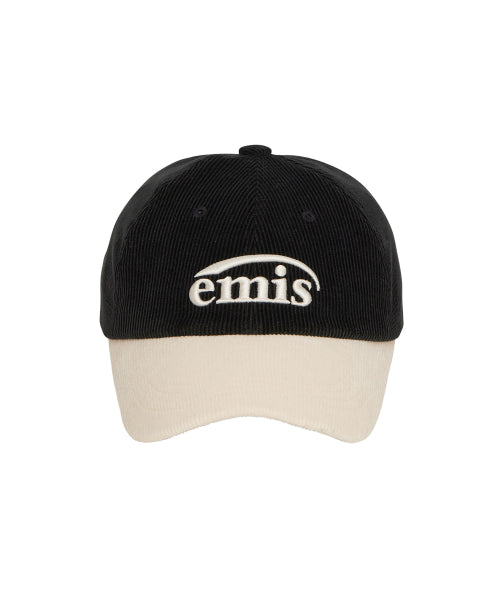 Corduroy Two-Tone Ball Cap-Black