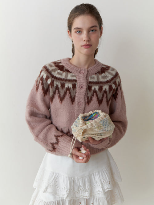 Lodge Nordic knit cardigan (pink)