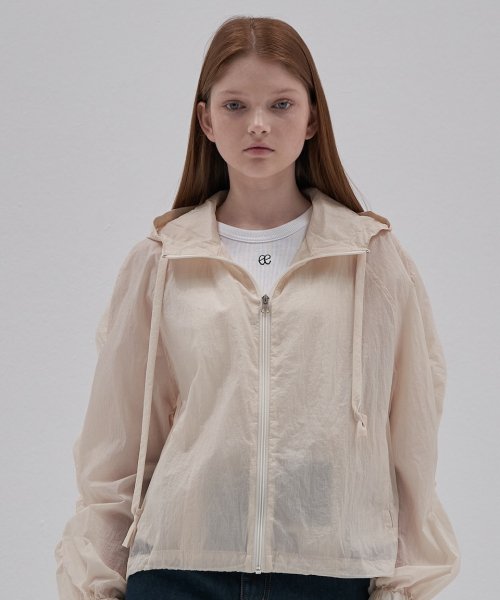 Shirring Windbreaker_Ivory