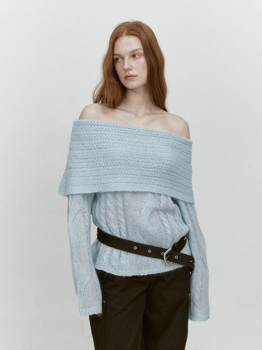ALPACA TWIST OFF SHOULDER KNIT (SKY BLUE)