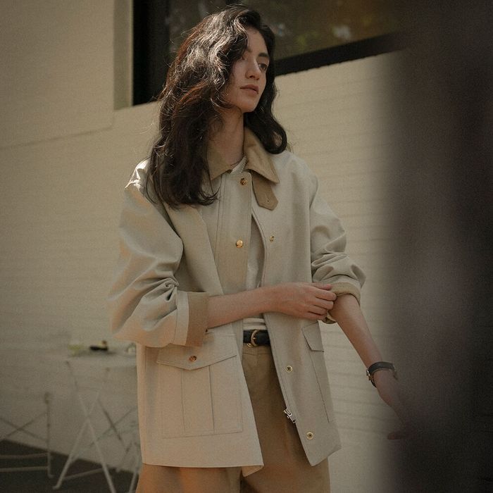 [예약배송]Coloring collar point utility jacket_Light beige