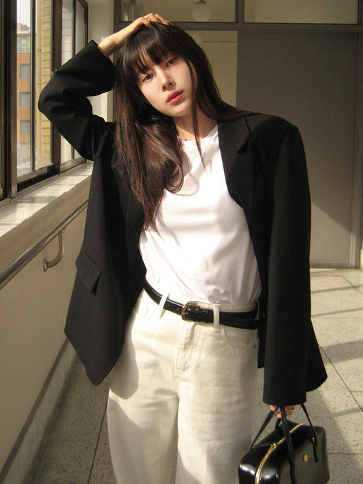 25SN relax-fit basic jacket [BK]