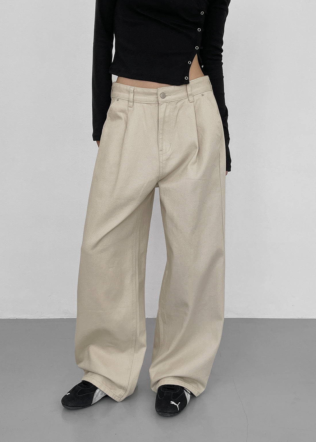 Black Up [✨Spring New Product] [Sold 2,000 Units] [MADE] Torrance One-Tuck Wide Cotton Pants