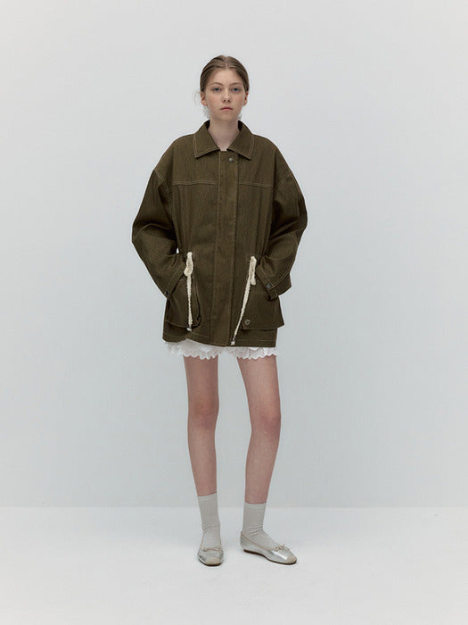 Cotton Stitched Field Jacket [Khaki Brown]