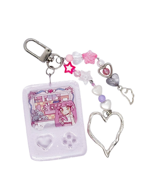 [X MOONSTICK] Moon Power Crystal Heart Beam Resin Keyring