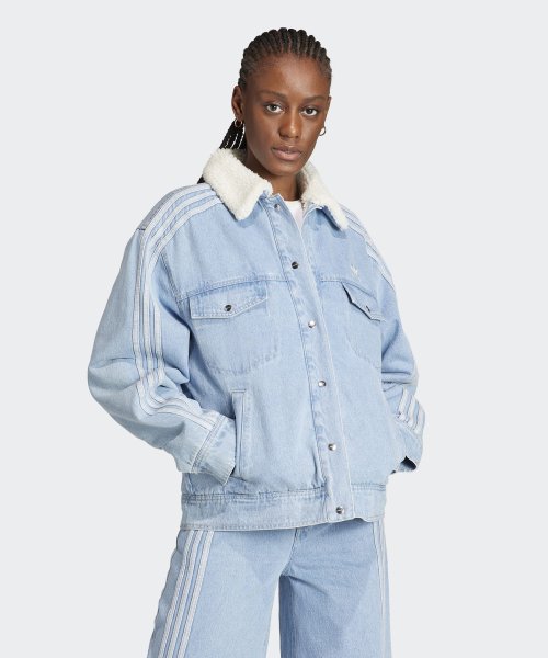 ADIDAS Denim Jacket - Sky Blue / IS5250 - Size & Reviews | MUSINSA