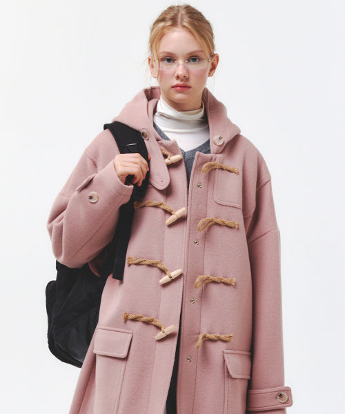 [Wool 90%] Oversized Duffle Coat (PINK)