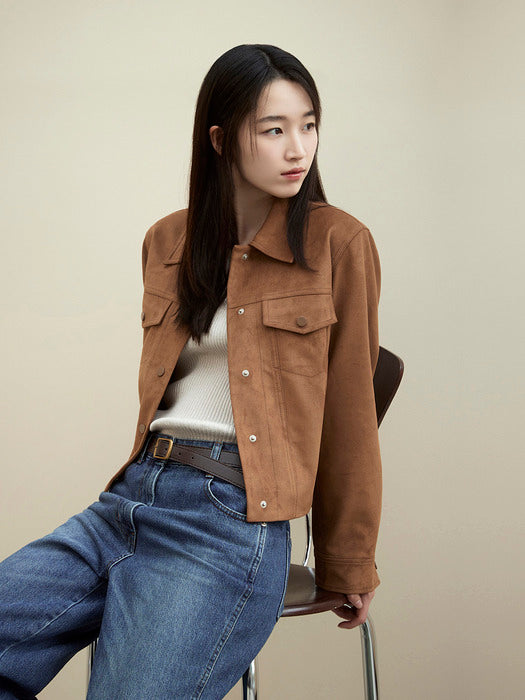 Suede trucker jacket