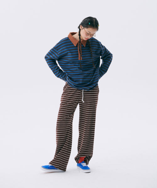 Stripe Rugby Boxy T-shirt_Dark Navy