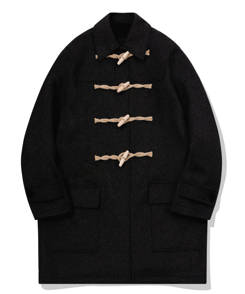 Oversized Collar Duffle Coat (BLACK)