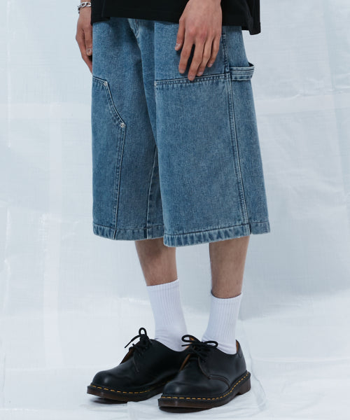 Double Knee Carpenter Denim Short Pants [Light - Blue]