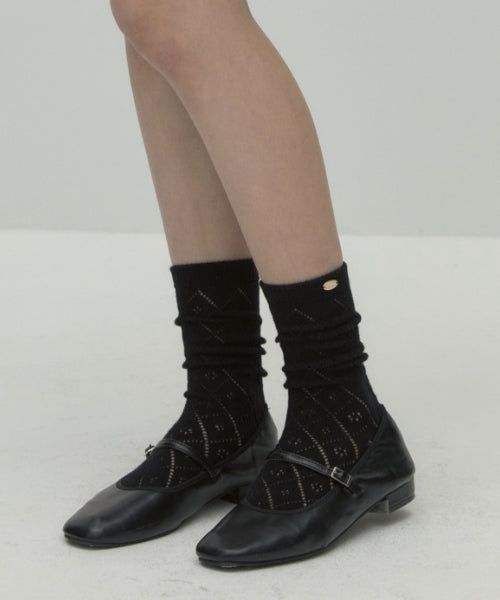 Lace Argyle Socks [Black]