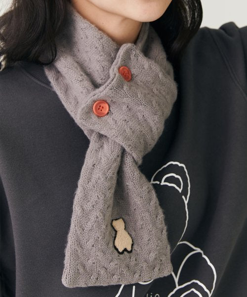 Short Button Muffler Gray