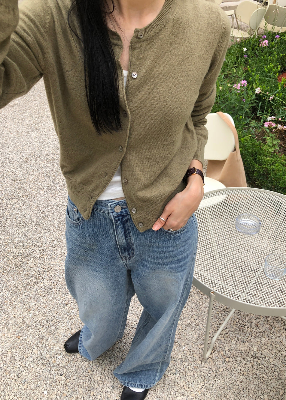 LEMORE [8th] Cashmere Round Cardigan (4 Colors)