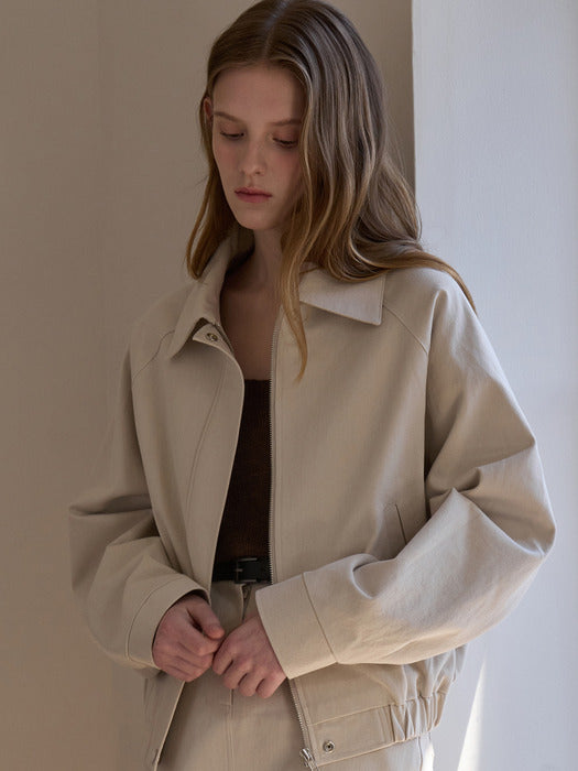 Cotton Blouson Jacket Light Gray amr2027