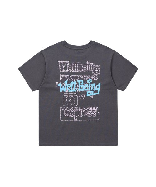 WELLBEING EXPRESS Layered Logo Half Sleeve Grey - Size & Late | Musinsa
