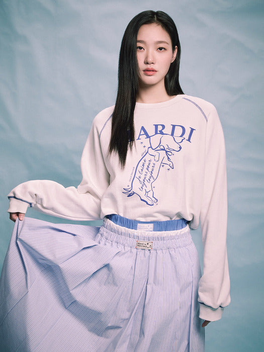 Raglan Swing the Tail Sweatshirt Ddanji_White Blue