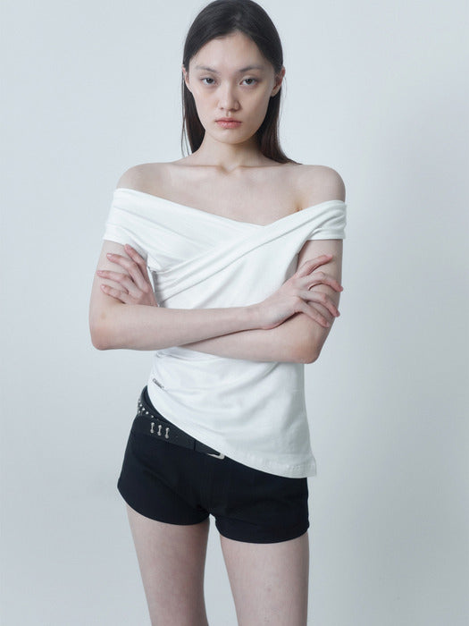 DRAPE CROSS SLEEVELESS / WHITE