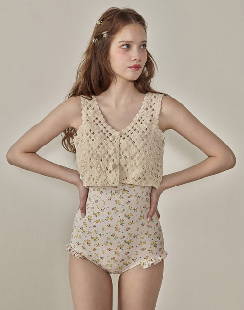VIKINI VENDER Depot Burton Crochet Crop Cover-Up - 2 COLORS - SIZE & LATER | Musinsa