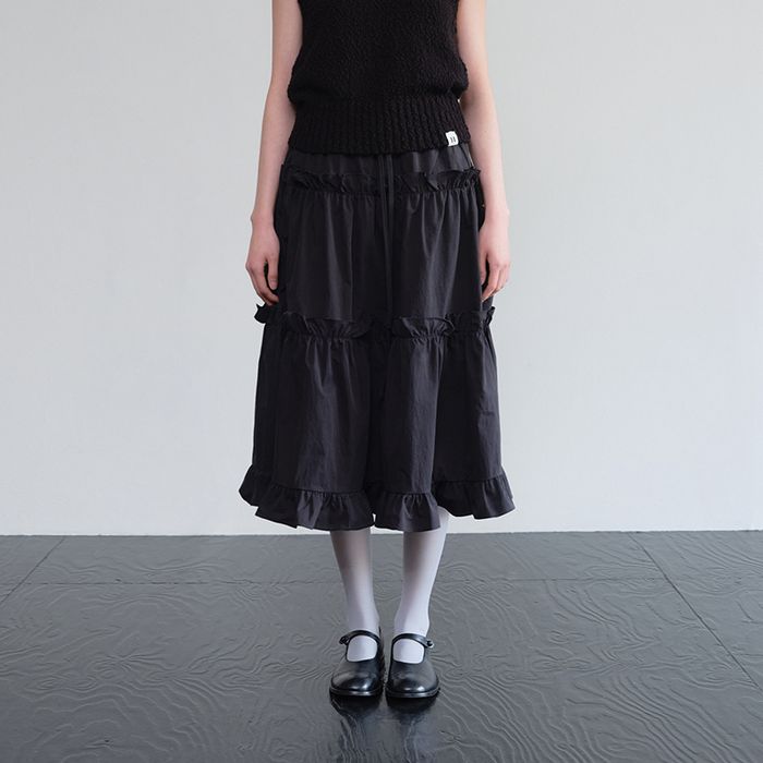 Frill Teard Skirt_Black