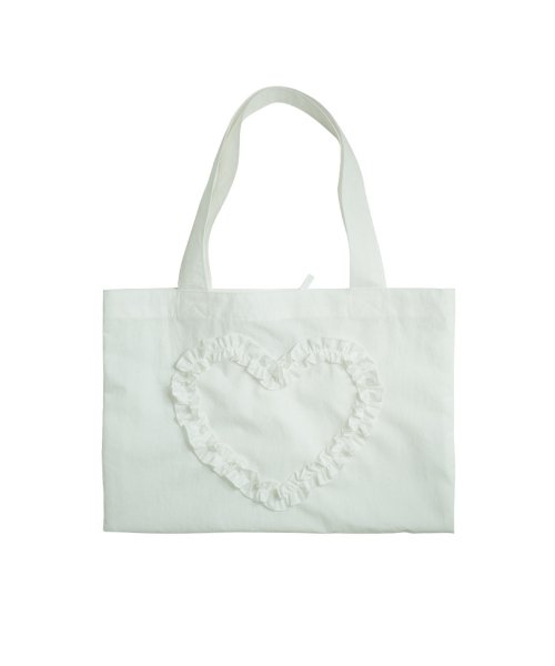 FRILL HEART MINI BAG, WHITE