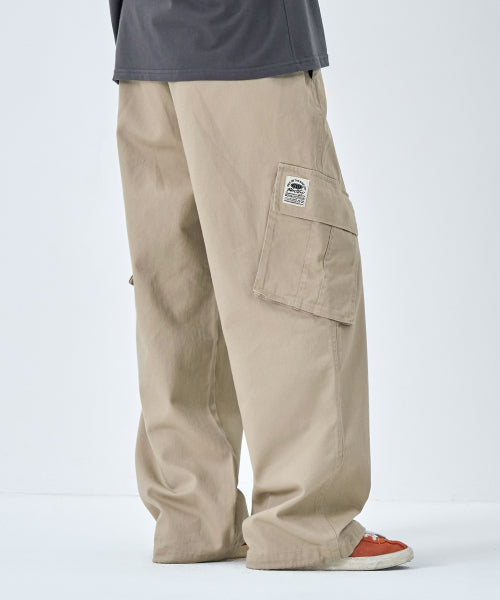 Cotton Wide Cargo Pants_Beige