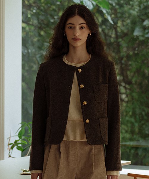 Stella wool jacket_Khaki brown