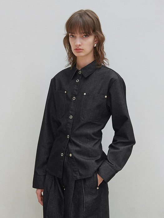 Pocket Denim Shirt [Black]